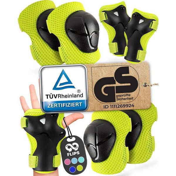 99FLIPS Protektoren-Set Schoner Inliner skates Kinder Set Skateboard Protektoren Schützer (Knieschoner Kinder Schutzausrüstung für Rollschuhe & Skateboard, 6-tl
