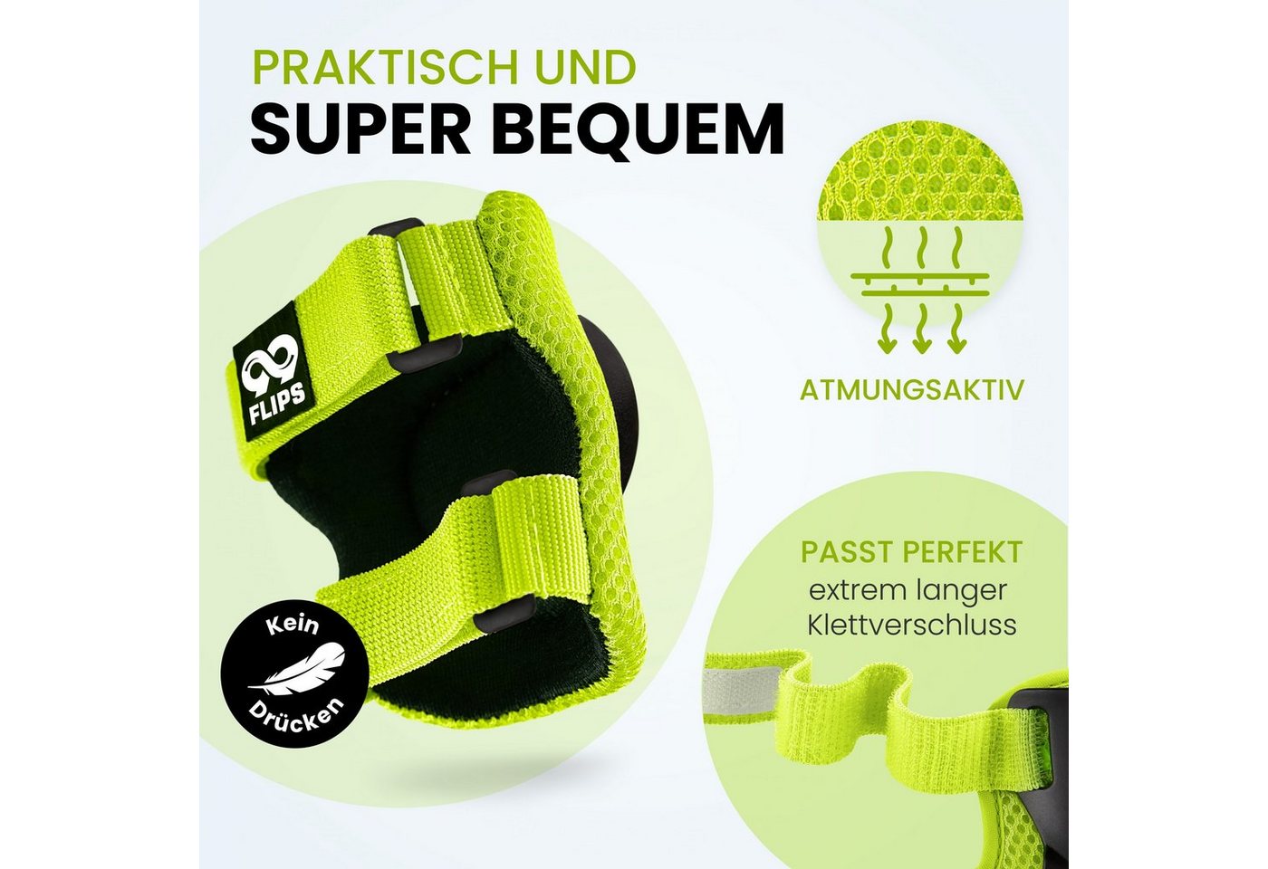 99FLIPS Protektoren-Set Schoner Inliner skates Kinder Set Skateboard Protektoren Schützer (Knieschoner Kinder Schutzausrüstung für Rollschuhe & Skateboard, 6-tl – Bild 3 von 5