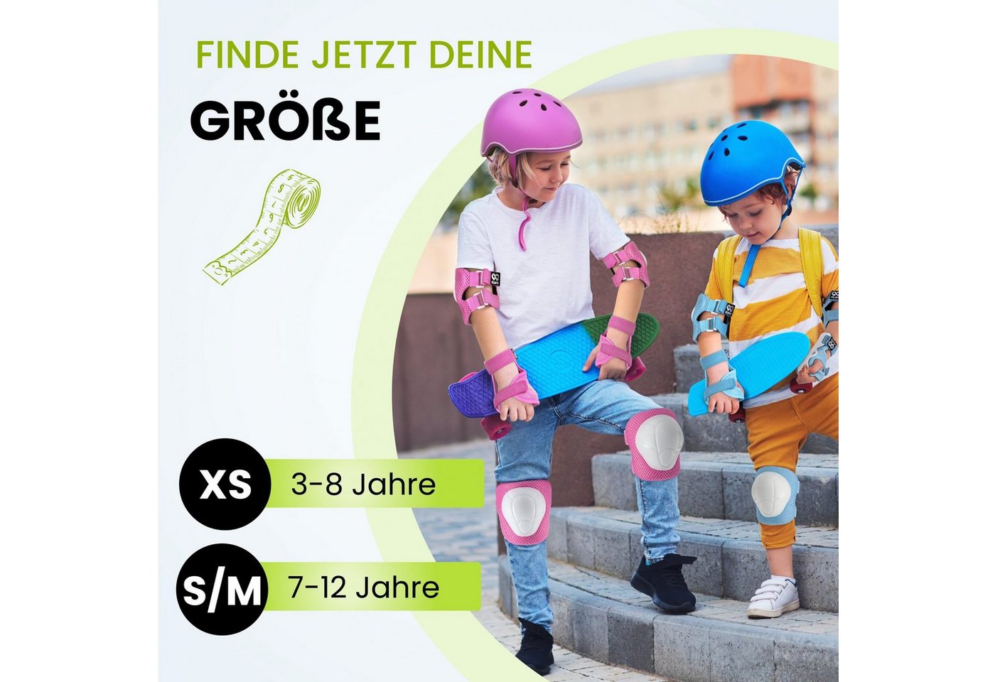 99FLIPS Protektoren-Set Schoner Inliner skates Kinder Set Skateboard Protektoren Schützer (Knieschoner Kinder Schutzausrüstung für Rollschuhe & Skateboard, 6-tl – Bild 5 von 5