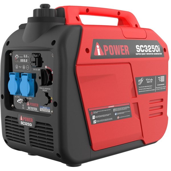 A-iPower Stromerzeuger SC3250i, 3,20 in kW, (Benzin Stromgenerator Generator Notstromaggregat 4-Takt Motor Stromerzeuger Leise 65 dB Generator), mit 230V Steckd