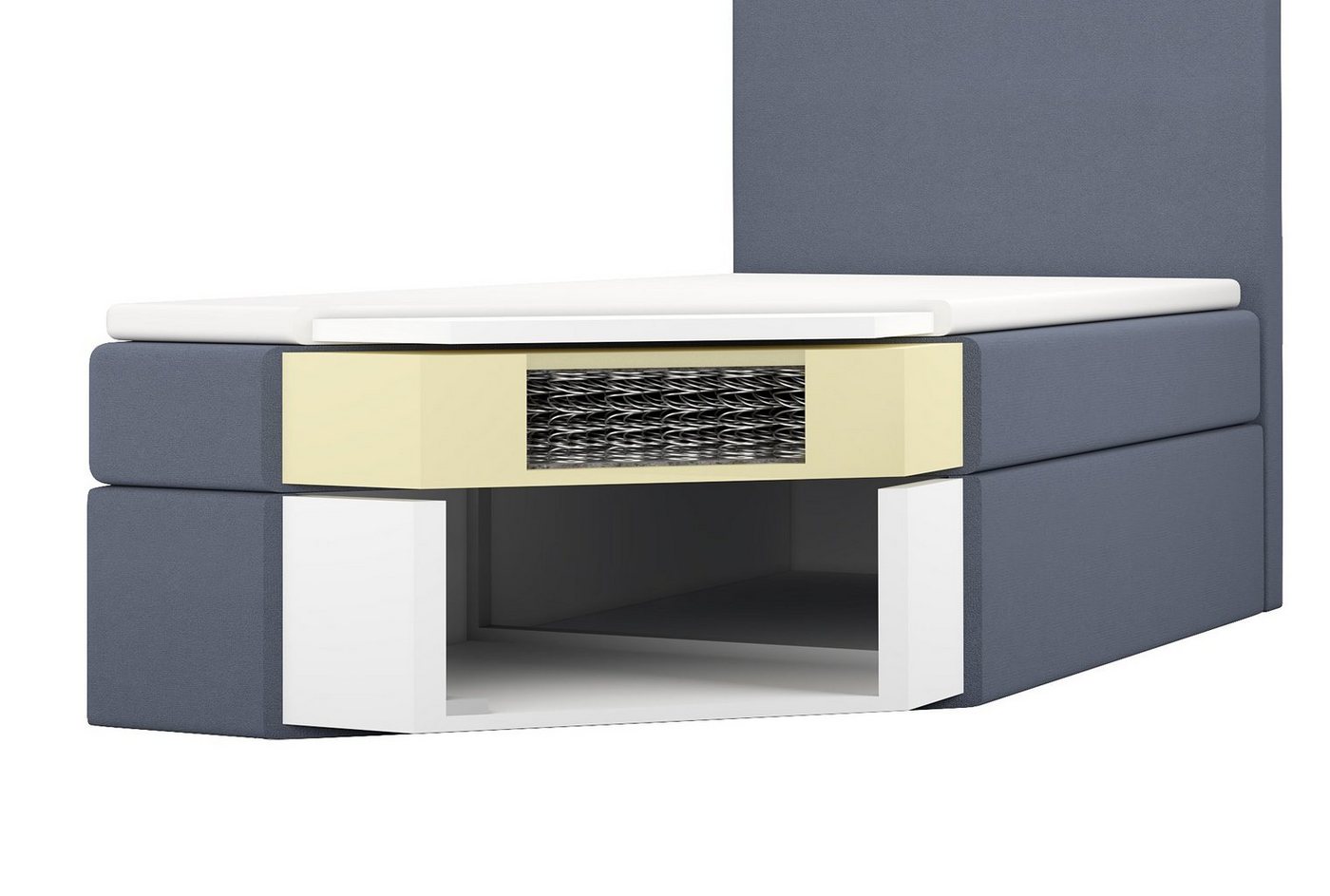 A&J MöbelLand GmbH Boxspringbett Einzelbett FUNI mit Bettkasten, Topper und gepolstertem Kopfteil. (Boxspringbett mit Bettkasten und gepolstertem Kopfteil. Incl – Bild 3 von 5