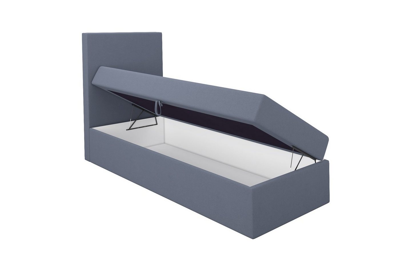 A&J MöbelLand GmbH Boxspringbett Einzelbett FUNI mit Bettkasten, Topper und gepolstertem Kopfteil. (Boxspringbett mit Bettkasten und gepolstertem Kopfteil. Incl – Bild 4 von 5
