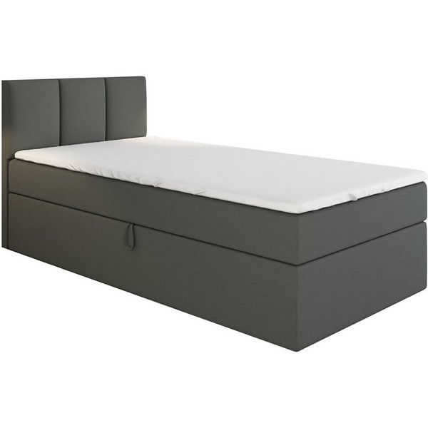 A&J MöbelLand GmbH Boxspringbett Einzelbett NASI mit Bettkasten, Topper und gepolstertem Kopfteil. (Boxspringbett mit Bettkasten und gepolstertem Kopfteil. Incl