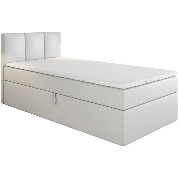 A&J MöbelLand GmbH Boxspringbett Einzelbett NASI mit Bettkasten, Topper und gepolstertem Kopfteil. (Boxspringbett mit Bettkasten und gepolstertem Kopfteil. Incl
