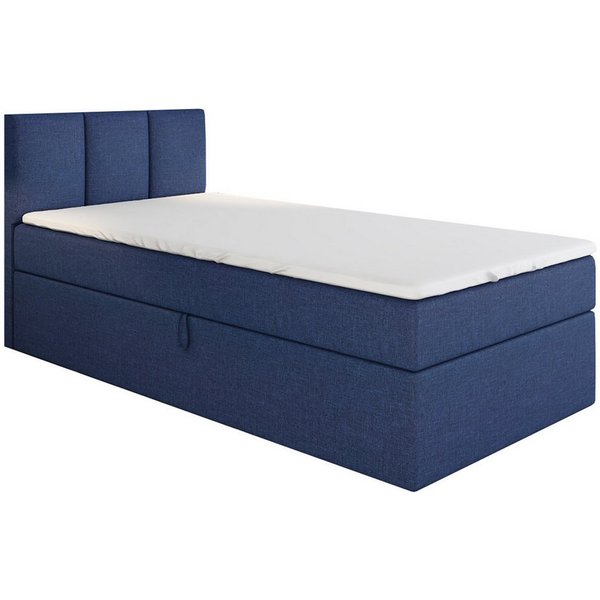 A&J MöbelLand GmbH Boxspringbett Einzelbett NASI mit Bettkasten, Topper und gepolstertem Kopfteil. (Boxspringbett mit Bettkasten und gepolstertem Kopfteil. Incl