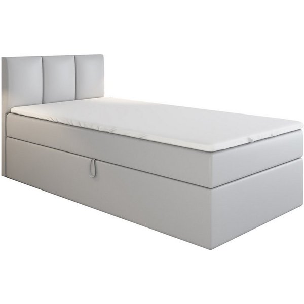A&J MöbelLand GmbH Boxspringbett Einzelbett NASI mit Bettkasten, Topper und gepolstertem Kopfteil. (Boxspringbett mit Bettkasten und gepolstertem Kopfteil. Incl