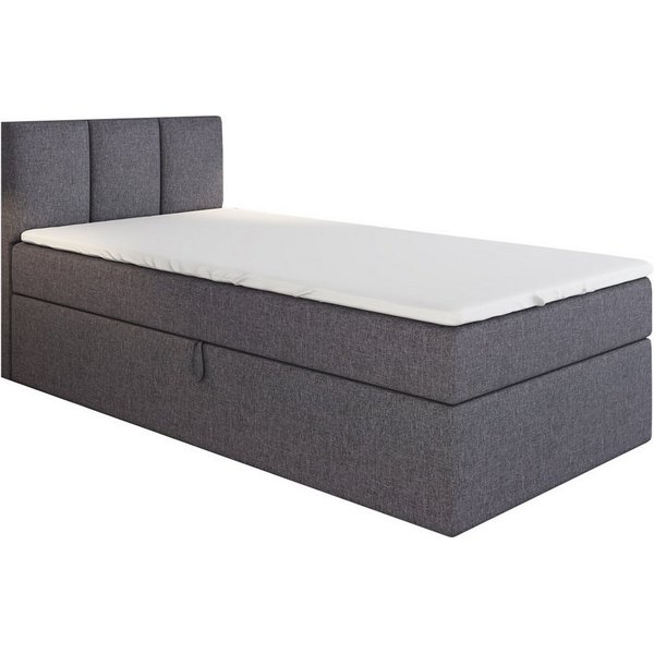 A&J MöbelLand GmbH Boxspringbett Einzelbett NASI mit Bettkasten, Topper und gepolstertem Kopfteil. (Boxspringbett mit Bettkasten und gepolstertem Kopfteil. Incl
