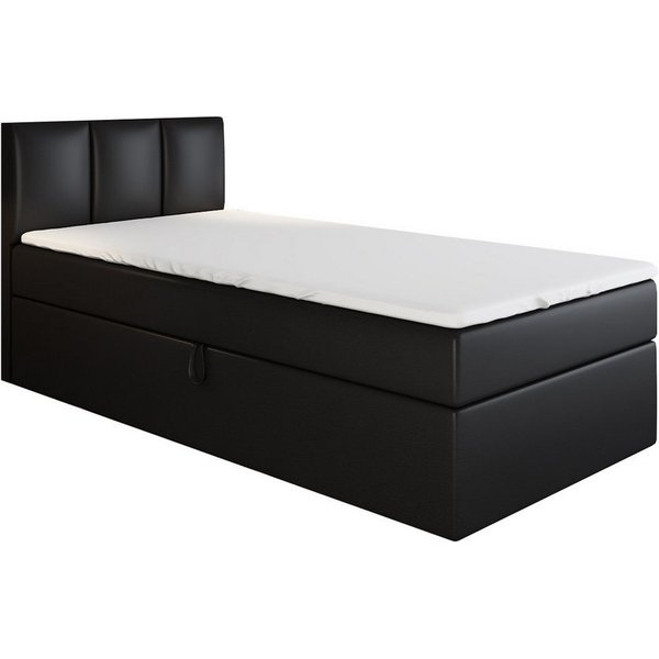 A&J MöbelLand GmbH Boxspringbett Einzelbett NASI mit Bettkasten, Topper und gepolstertem Kopfteil. (Boxspringbett mit Bettkasten und gepolstertem Kopfteil. Incl
