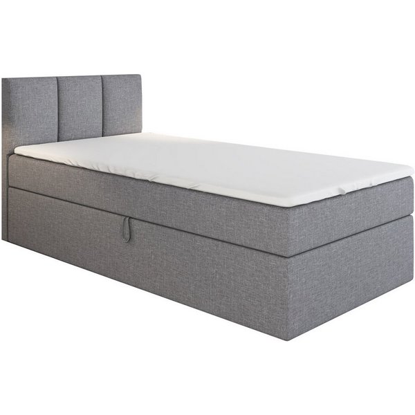 A&J MöbelLand GmbH Boxspringbett Einzelbett NASI mit Bettkasten, Topper und gepolstertem Kopfteil. (Boxspringbett mit Bettkasten und gepolstertem Kopfteil. Incl