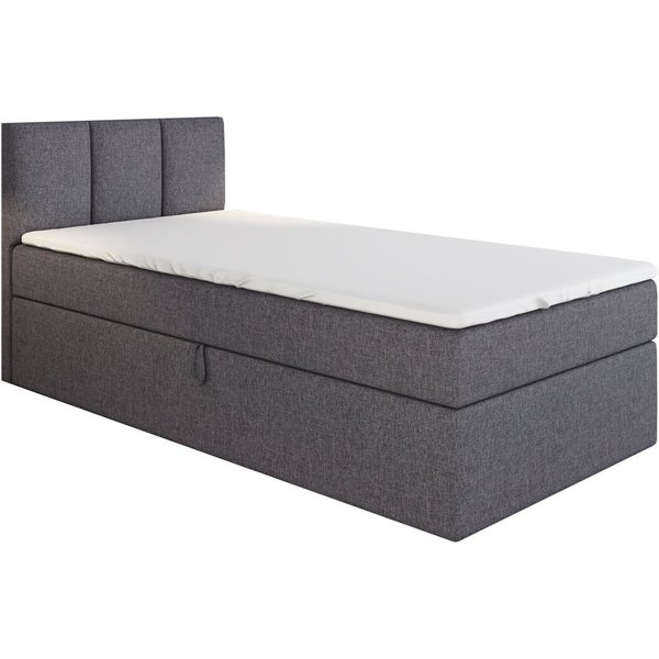 A&J MöbelLand GmbH Boxspringbett Einzelbett NASI mit Bettkasten, Topper und gepolstertem Kopfteil. (Boxspringbett mit Bettkasten und gepolstertem Kopfteil. Incl