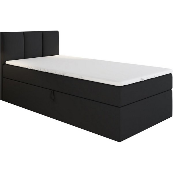 A&J MöbelLand GmbH Boxspringbett Einzelbett NASI mit Bettkasten, Topper und gepolstertem Kopfteil. (Boxspringbett mit Bettkasten und gepolstertem Kopfteil. Incl