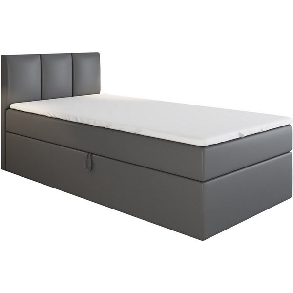 A&J MöbelLand GmbH Boxspringbett Einzelbett NASI mit Bettkasten, Topper und gepolstertem Kopfteil. (Boxspringbett mit Bettkasten und gepolstertem Kopfteil. Incl