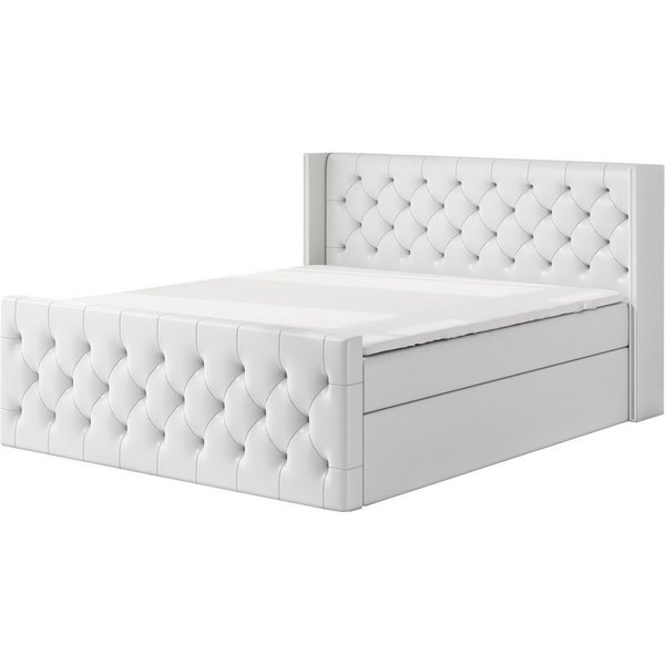 A&J MöbelLand GmbH Boxspringbett GRO mit 2 Bettkästen, Bonell-Matratze und Topper. (Boxspringbett mit Bettkasten und gepolstertem Kopfteil. Inclusive Topper !, 