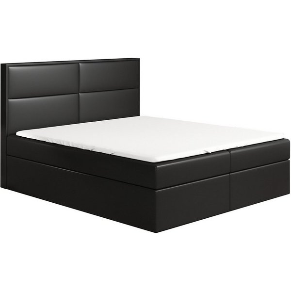 A&J MöbelLand GmbH Boxspringbett HOPP mit Bettkasten, Topper und gepolstertem Kopfteil. (Boxspringbett mit Bettkasten und gepolstertem Kopfteil. Inclusive Toppe
