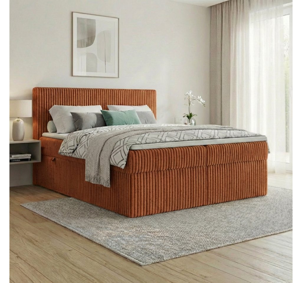 A&J MöbelLand GmbH Boxspringbett RALF mit Bettkasten, Topper und gepolstertem Kopfteil. (Boxspringbett mit Bettkasten und gepolstertem Kopfteil) – Bild 2 von 5