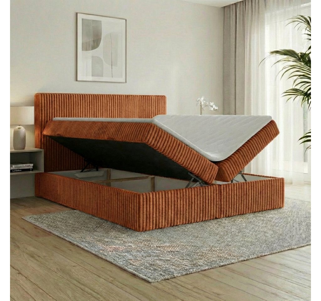 A&J MöbelLand GmbH Boxspringbett RALF mit Bettkasten, Topper und gepolstertem Kopfteil. (Boxspringbett mit Bettkasten und gepolstertem Kopfteil) – Bild 3 von 5