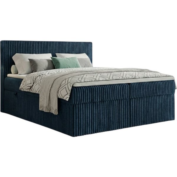 A&J MöbelLand GmbH Boxspringbett RALF mit Bettkasten, Topper und gepolstertem Kopfteil. (Boxspringbett mit Bettkasten und gepolstertem Kopfteil)