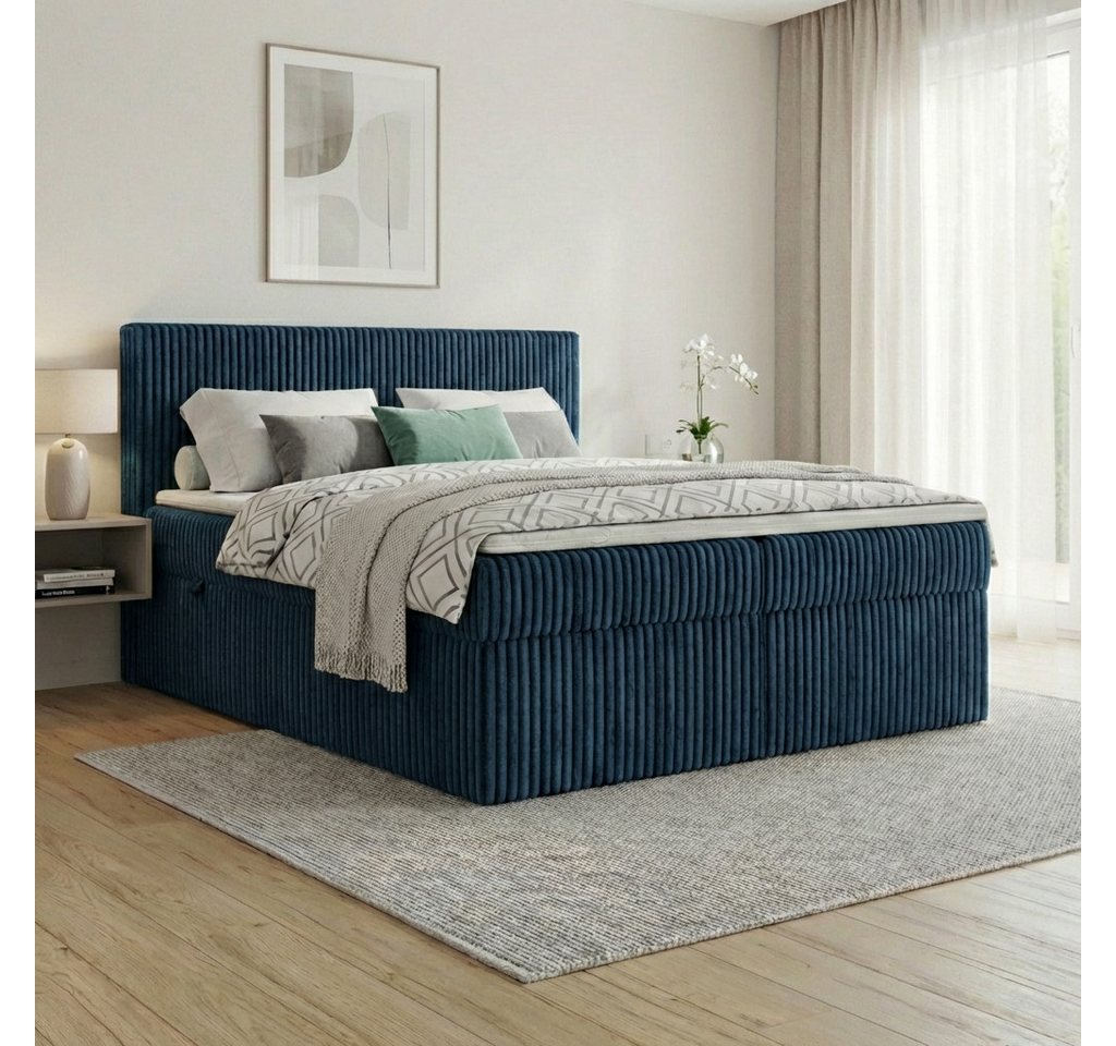 A&J MöbelLand GmbH Boxspringbett RALF mit Bettkasten, Topper und gepolstertem Kopfteil. (Boxspringbett mit Bettkasten und gepolstertem Kopfteil) – Bild 2 von 5