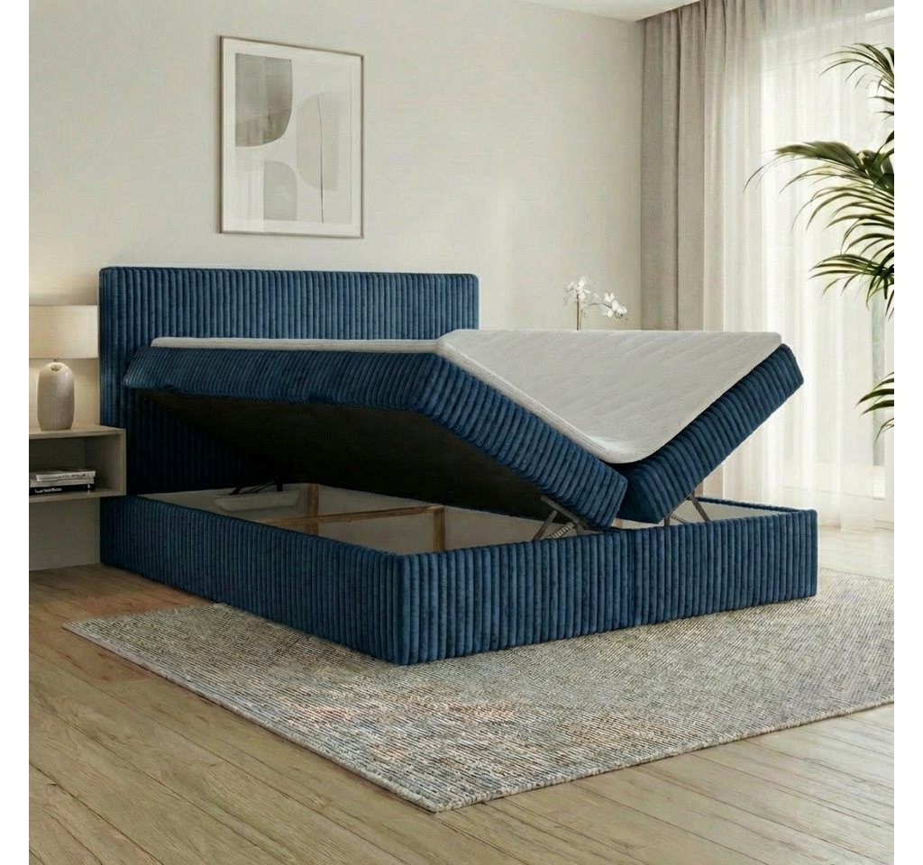 A&J MöbelLand GmbH Boxspringbett RALF mit Bettkasten, Topper und gepolstertem Kopfteil. (Boxspringbett mit Bettkasten und gepolstertem Kopfteil) – Bild 3 von 5