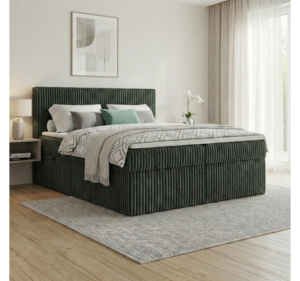 A&J MöbelLand GmbH Boxspringbett RALF mit Bettkasten, Topper und gepolstertem Kopfteil. (Boxspringbett mit Bettkasten und gepolstertem Kopfteil) – Bild 2 von 5