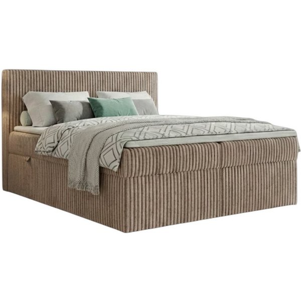 A&J MöbelLand GmbH Boxspringbett RALF mit Bettkasten, Topper und gepolstertem Kopfteil. (Boxspringbett mit Bettkasten und gepolstertem Kopfteil)
