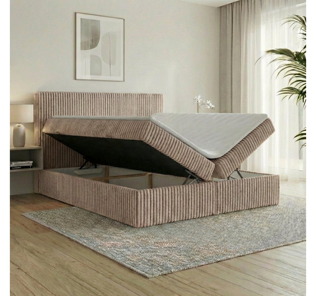A&J MöbelLand GmbH Boxspringbett RALF mit Bettkasten, Topper und gepolstertem Kopfteil. (Boxspringbett mit Bettkasten und gepolstertem Kopfteil) – Bild 3 von 5