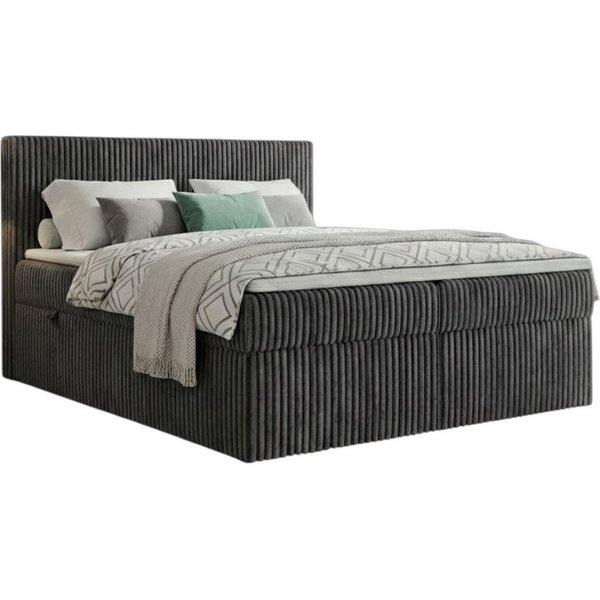 A&J MöbelLand GmbH Boxspringbett RALF mit Bettkasten, Topper und gepolstertem Kopfteil. (Boxspringbett mit Bettkasten und gepolstertem Kopfteil)