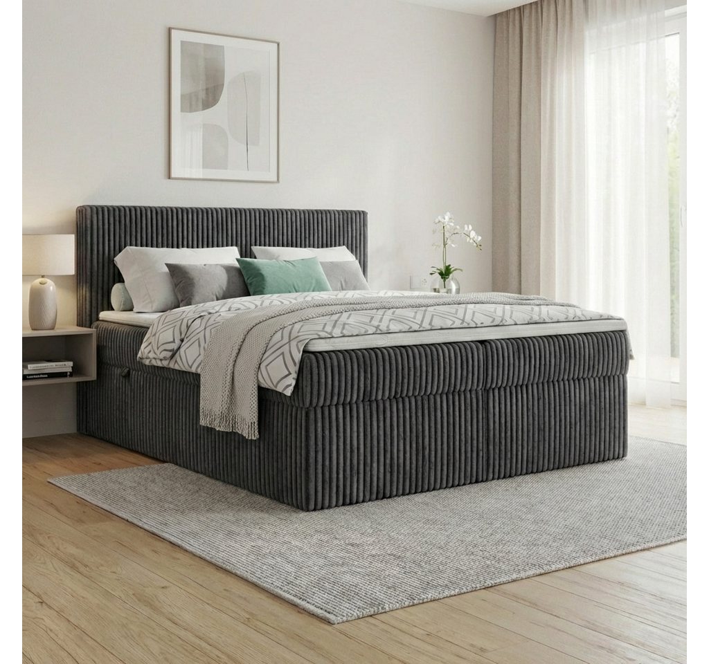 A&J MöbelLand GmbH Boxspringbett RALF mit Bettkasten, Topper und gepolstertem Kopfteil. (Boxspringbett mit Bettkasten und gepolstertem Kopfteil) – Bild 2 von 5