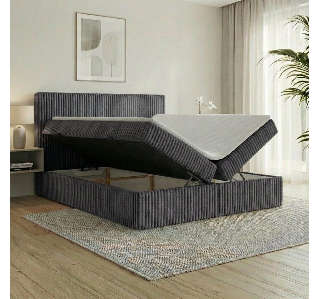 A&J MöbelLand GmbH Boxspringbett RALF mit Bettkasten, Topper und gepolstertem Kopfteil. (Boxspringbett mit Bettkasten und gepolstertem Kopfteil) – Bild 3 von 5
