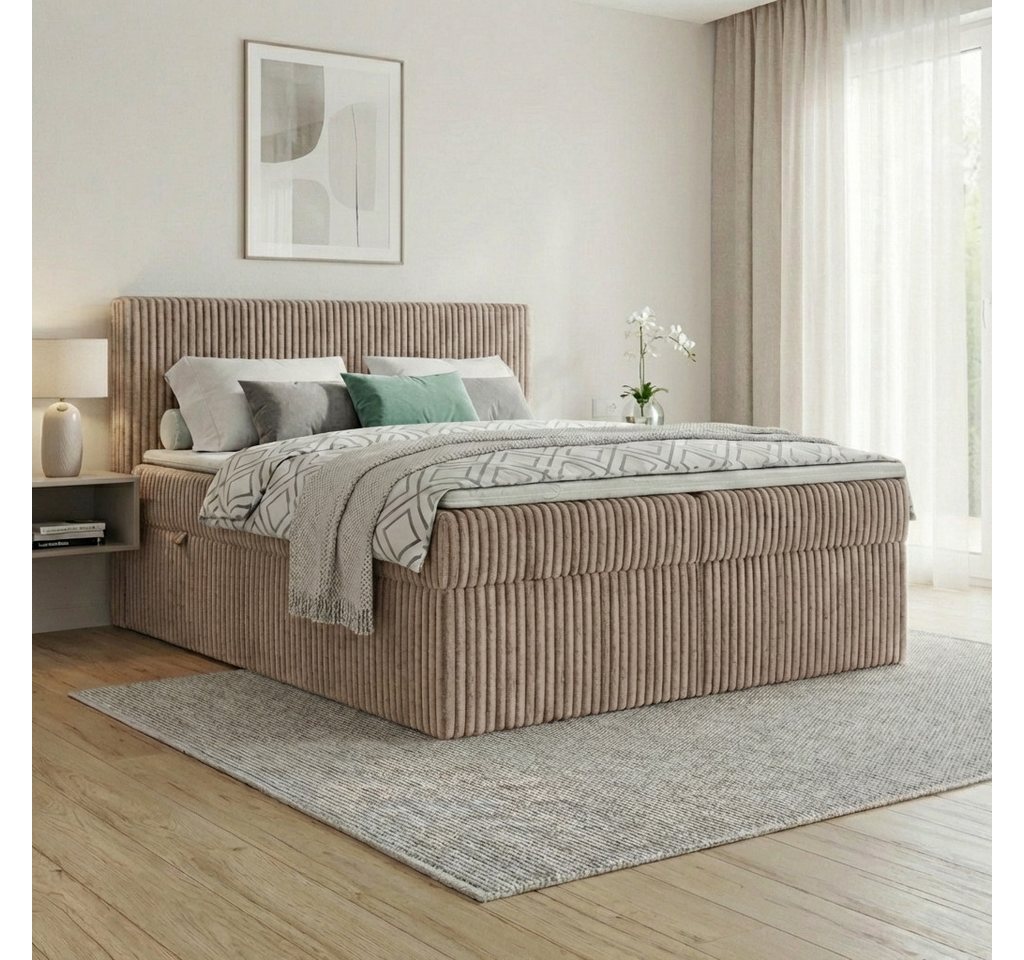 A&J MöbelLand GmbH Boxspringbett RALF mit Bettkasten, Topper und gepolstertem Kopfteil. (Boxspringbett mit Bettkasten und gepolstertem Kopfteil) – Bild 2 von 5