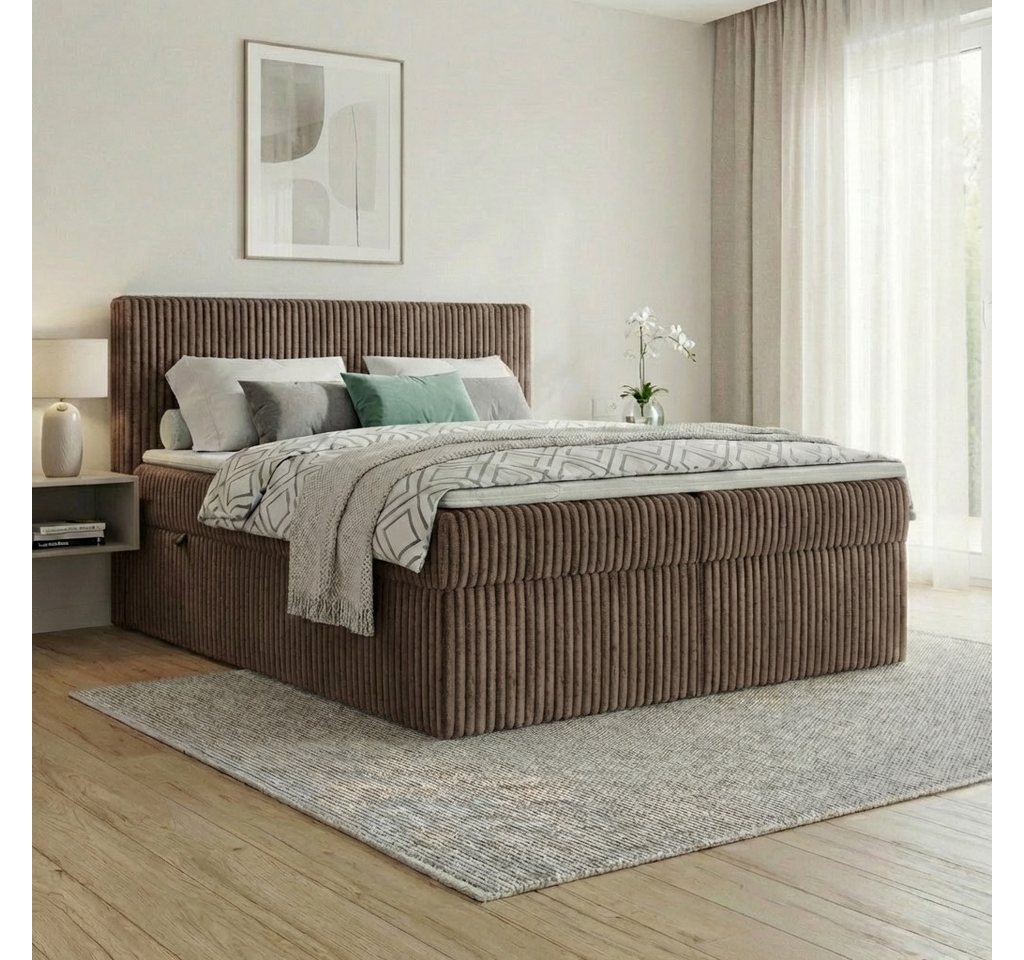 A&J MöbelLand GmbH Boxspringbett RALF mit Bettkasten, Topper und gepolstertem Kopfteil. (Boxspringbett mit Bettkasten und gepolstertem Kopfteil) – Bild 2 von 5