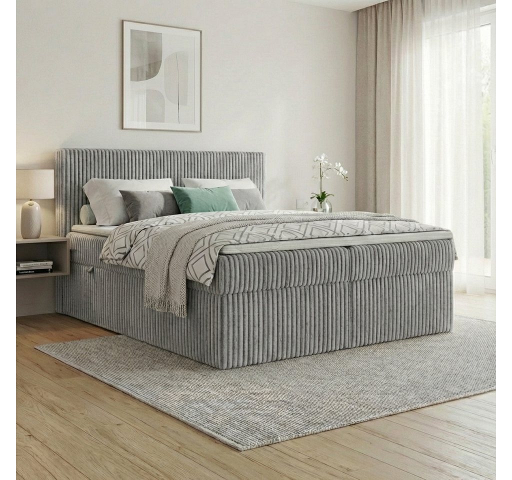 A&J MöbelLand GmbH Boxspringbett RALF mit Bettkasten, Topper und gepolstertem Kopfteil. (Boxspringbett mit Bettkasten und gepolstertem Kopfteil) – Bild 2 von 5