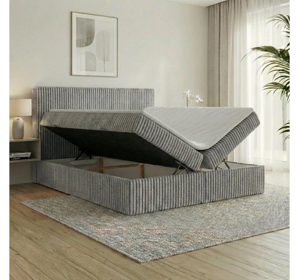 A&J MöbelLand GmbH Boxspringbett RALF mit Bettkasten, Topper und gepolstertem Kopfteil. (Boxspringbett mit Bettkasten und gepolstertem Kopfteil) – Bild 3 von 5