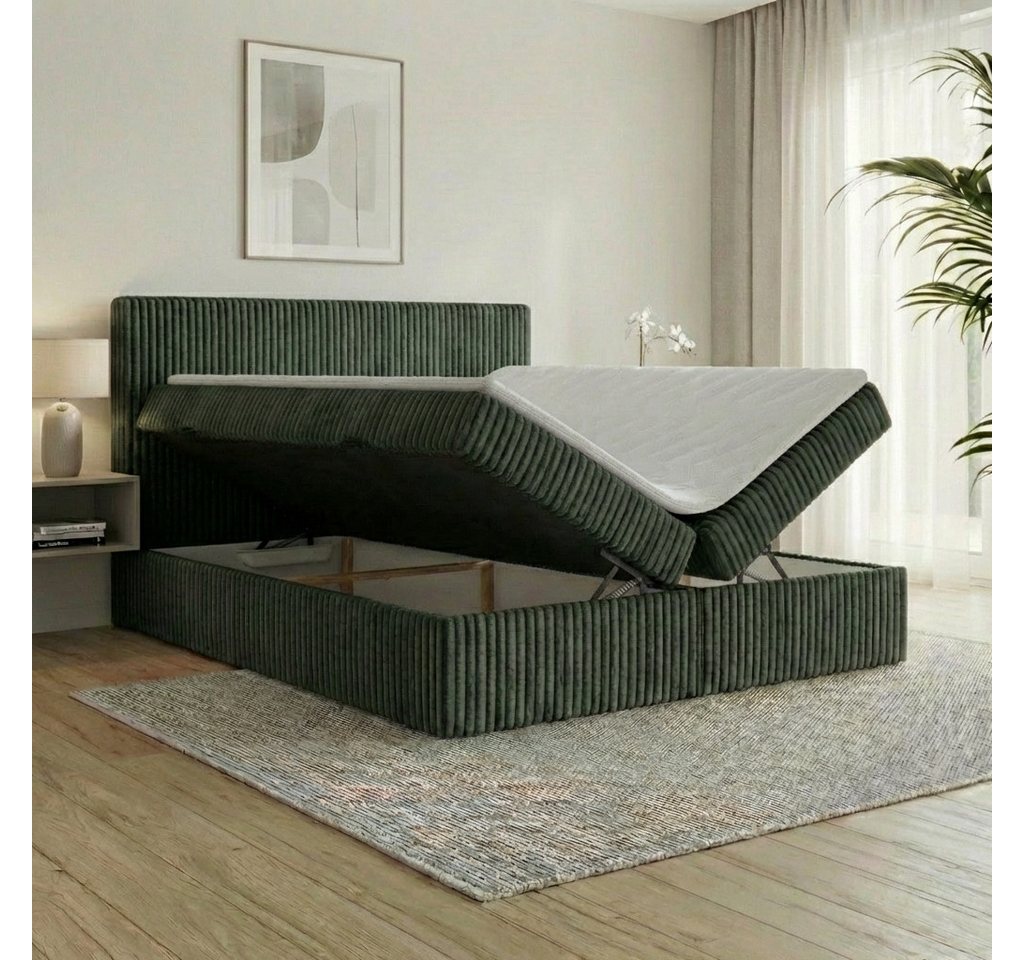 A&J MöbelLand GmbH Boxspringbett RALF mit Bettkasten, Topper und gepolstertem Kopfteil. (Boxspringbett mit Bettkasten und gepolstertem Kopfteil) – Bild 3 von 5