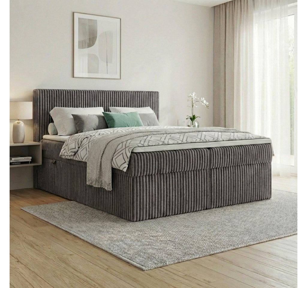 A&J MöbelLand GmbH Boxspringbett RALF mit Bettkasten, Topper und gepolstertem Kopfteil. (Boxspringbett mit Bettkasten und gepolstertem Kopfteil) – Bild 2 von 5