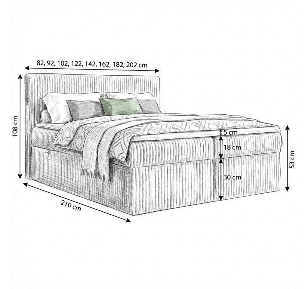 A&J MöbelLand GmbH Boxspringbett RALF mit Bettkasten, Topper und gepolstertem Kopfteil. (Boxspringbett mit Bettkasten und gepolstertem Kopfteil) – Bild 5 von 5