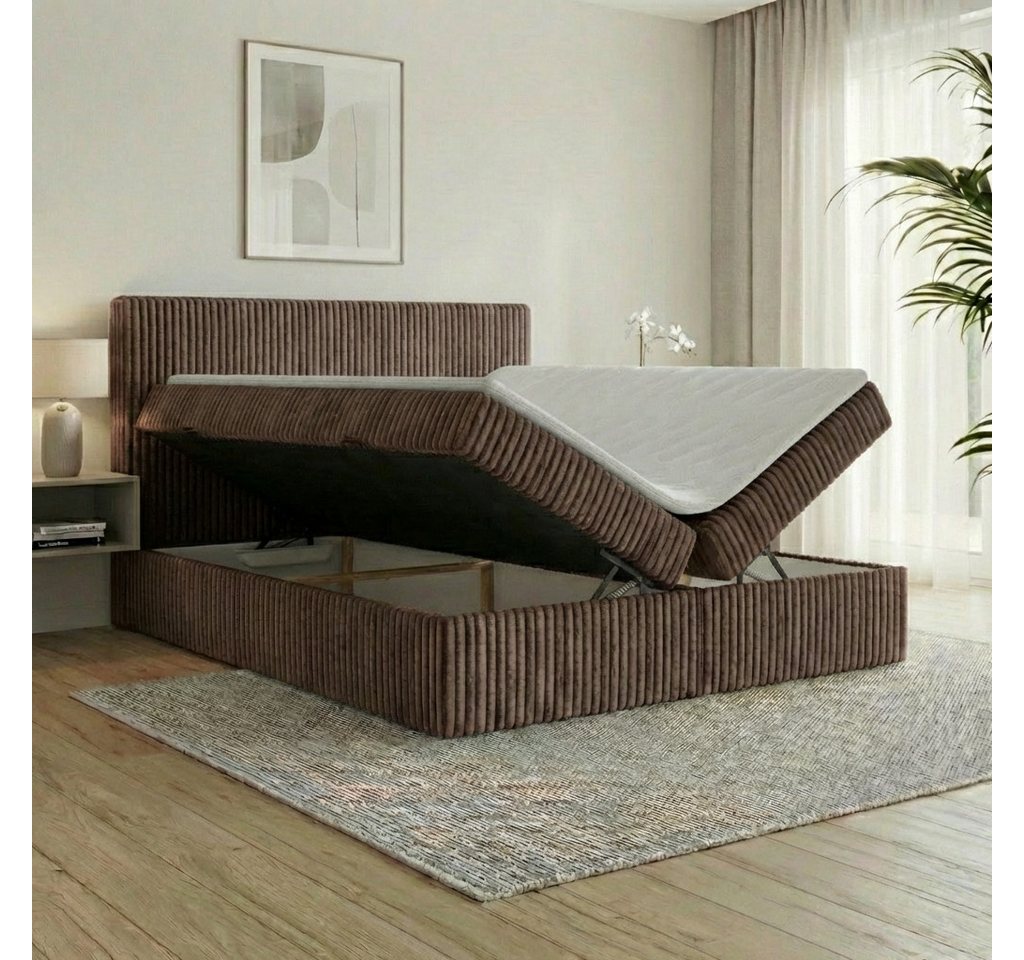 A&J MöbelLand GmbH Boxspringbett RALF mit Bettkasten, Topper und gepolstertem Kopfteil. (Boxspringbett mit Bettkasten und gepolstertem Kopfteil) – Bild 3 von 5