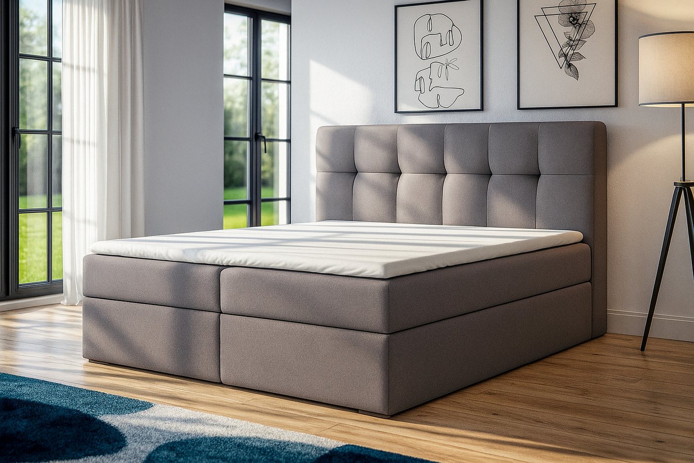 A&J MöbelLand GmbH Boxspringbett REF mit Bettkasten, Topper und gepolstertem Kopfteil. (Boxspringbett mit Bettkasten und gepolstertem Kopfteil. Inclusive Topper – Bild 2 von 5