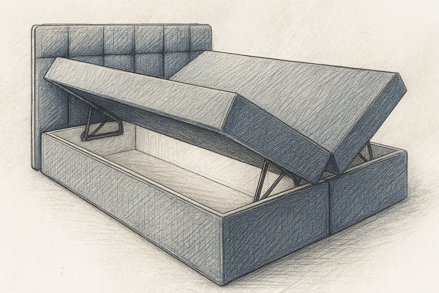 A&J MöbelLand GmbH Boxspringbett REF mit Bettkasten, Topper und gepolstertem Kopfteil. (Boxspringbett mit Bettkasten und gepolstertem Kopfteil. Inclusive Topper – Bild 5 von 5