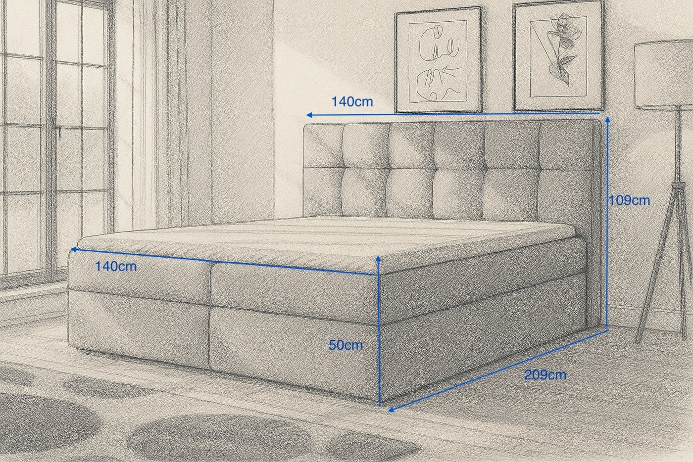 A&J MöbelLand GmbH Boxspringbett REF mit Bettkasten, Topper und gepolstertem Kopfteil. (Boxspringbett mit Bettkasten und gepolstertem Kopfteil. Inclusive Topper – Bild 3 von 5