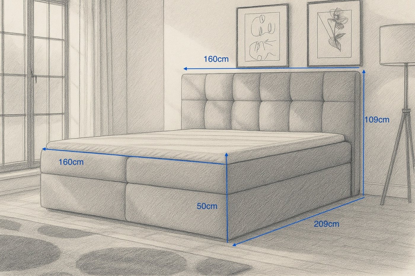 A&J MöbelLand GmbH Boxspringbett REF mit Bettkasten, Topper und gepolstertem Kopfteil. (Boxspringbett mit Bettkasten und gepolstertem Kopfteil. Inclusive Topper – Bild 3 von 5