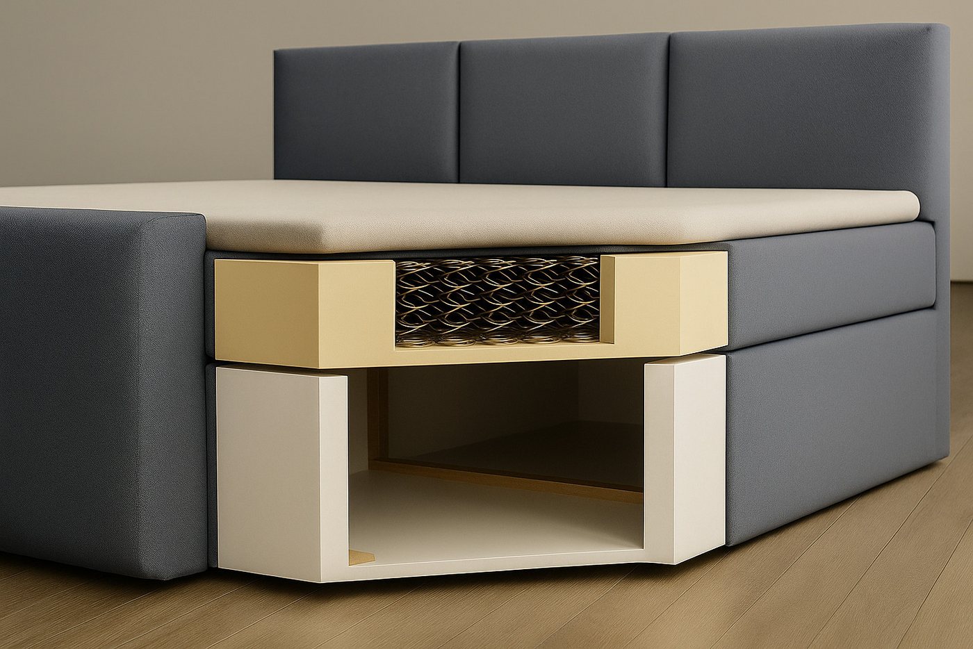 A&J MöbelLand GmbH Boxspringbett REF mit Bettkasten, Topper und gepolstertem Kopfteil. (Boxspringbett mit Bettkasten und gepolstertem Kopfteil. Inclusive Topper – Bild 4 von 5