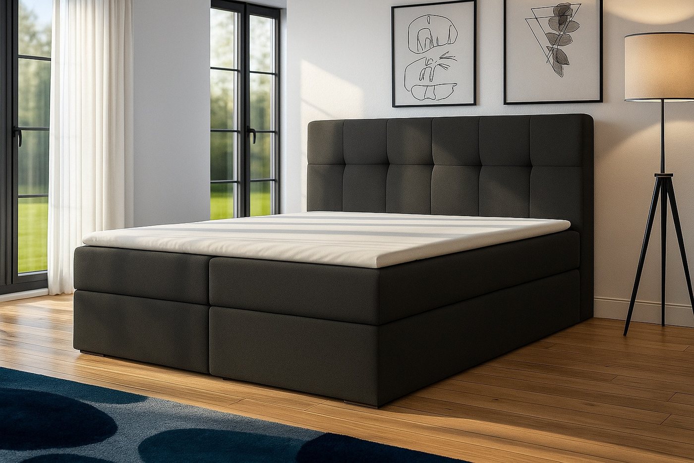 A&J MöbelLand GmbH Boxspringbett REF mit Bettkasten, Topper und gepolstertem Kopfteil. (Boxspringbett mit Bettkasten und gepolstertem Kopfteil. Inclusive Topper – Bild 2 von 5