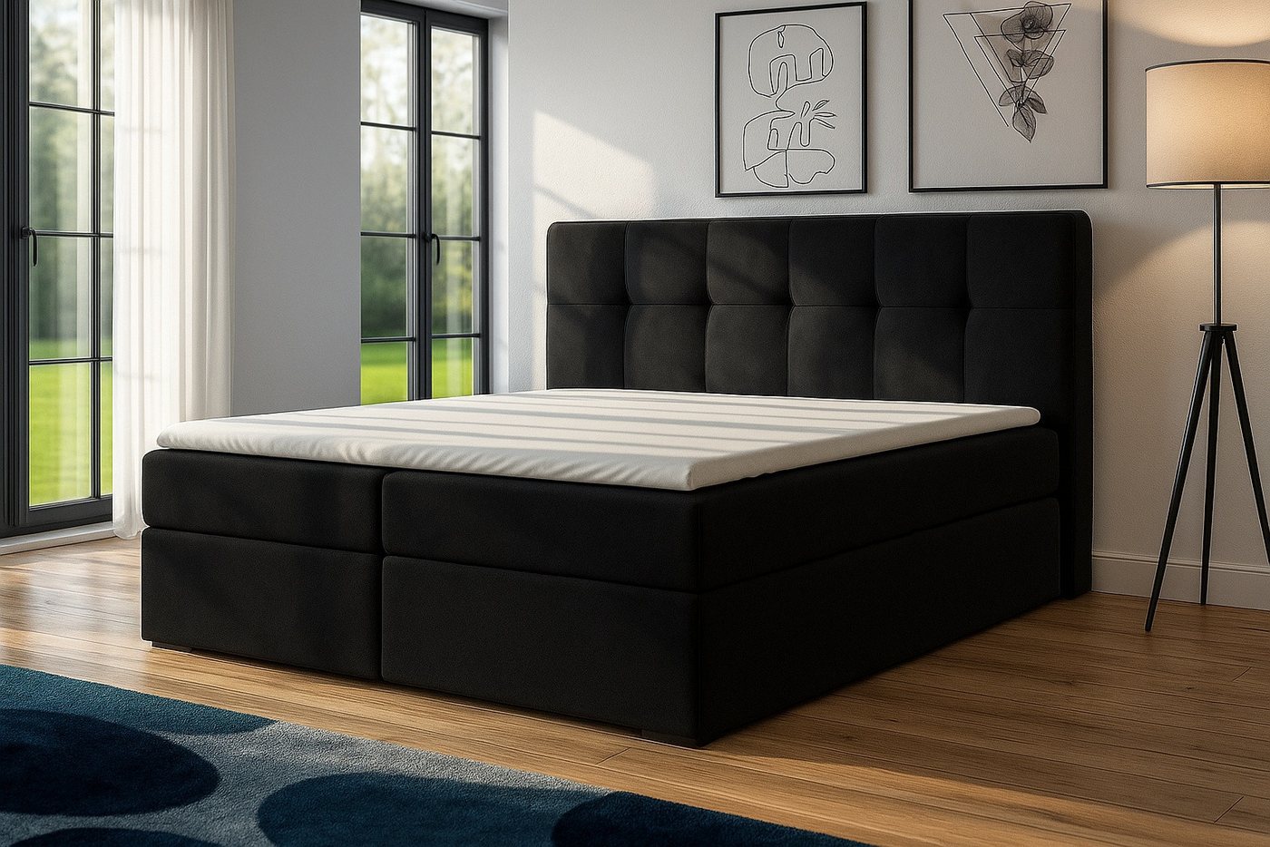 A&J MöbelLand GmbH Boxspringbett REF mit Bettkasten, Topper und gepolstertem Kopfteil. (Boxspringbett mit Bettkasten und gepolstertem Kopfteil. Inclusive Topper – Bild 2 von 5