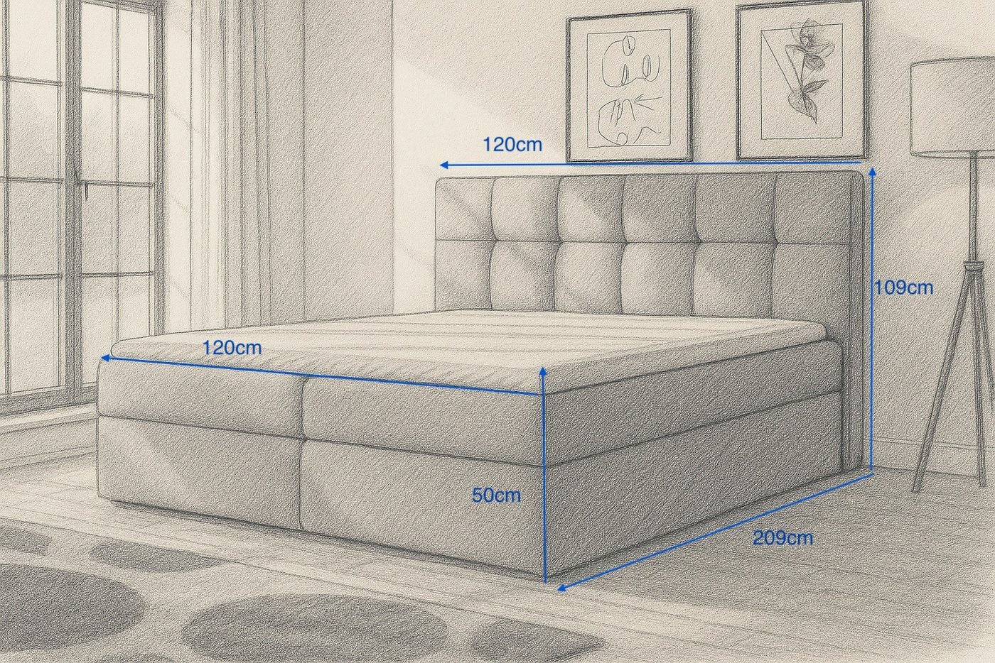 A&J MöbelLand GmbH Boxspringbett REF mit Bettkasten, Topper und gepolstertem Kopfteil. (Boxspringbett mit Bettkasten und gepolstertem Kopfteil. Inclusive Topper – Bild 3 von 5