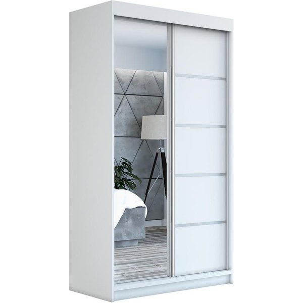 A&J MöbelLand GmbH Schiebetürenschrank GAPI mit Spiegel (TOP ANGEBOT! Geräumiger Schrank mit viel Stauraum:6 Regalen und 1 Kleiderstange – -ideal zur Aufbewahru