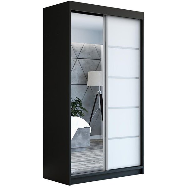 A&J MöbelLand GmbH Schiebetürenschrank GAPI mit Spiegel (TOP ANGEBOT! Geräumiger Schrank mit viel Stauraum:6 Regalen und 1 Kleiderstange – -ideal zur Aufbewahru