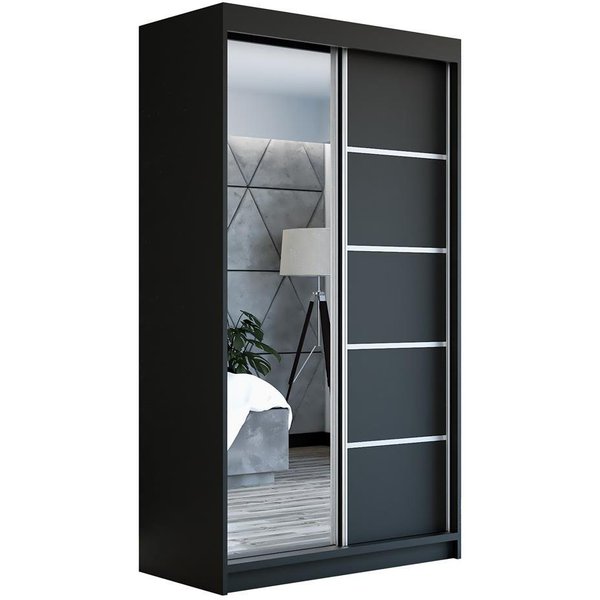 A&J MöbelLand GmbH Schiebetürenschrank GAPI mit Spiegel (TOP ANGEBOT! Geräumiger Schrank mit viel Stauraum:6 Regalen und 1 Kleiderstange – -ideal zur Aufbewahru