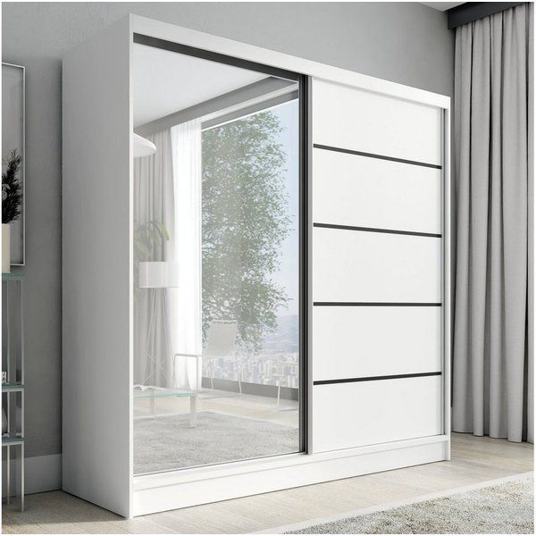 A&J MöbelLand GmbH Schiebetürenschrank NERO 2 Moderner 2-türiger Kleiderschrank mit Spiegel (TOP ANGEBOT! Geräumiger Schrank mit einer Breite von 200 cm ideal z