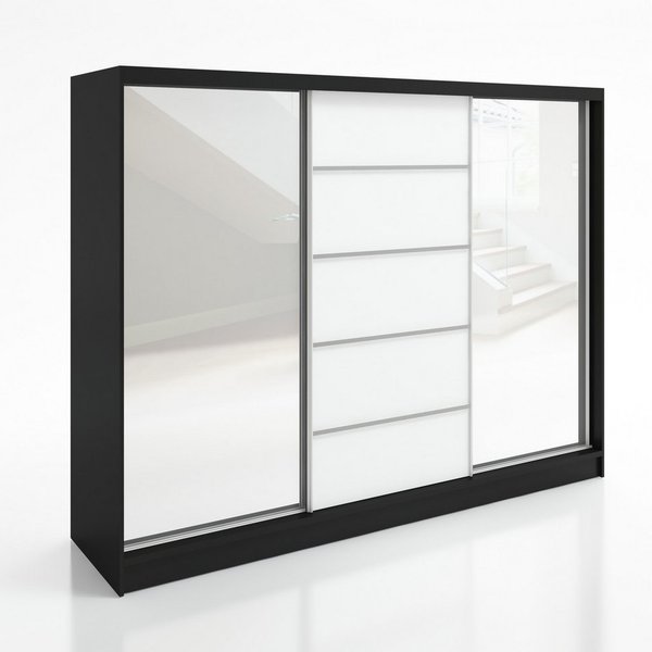 A&J MöbelLand GmbH Schiebetürenschrank TOP Moderner 3-türiger Kleiderschrank mit Spiegel (TOP ANGEBOT! Geräumiger Schrank mit einer Breite von 200 cm ideal zur 